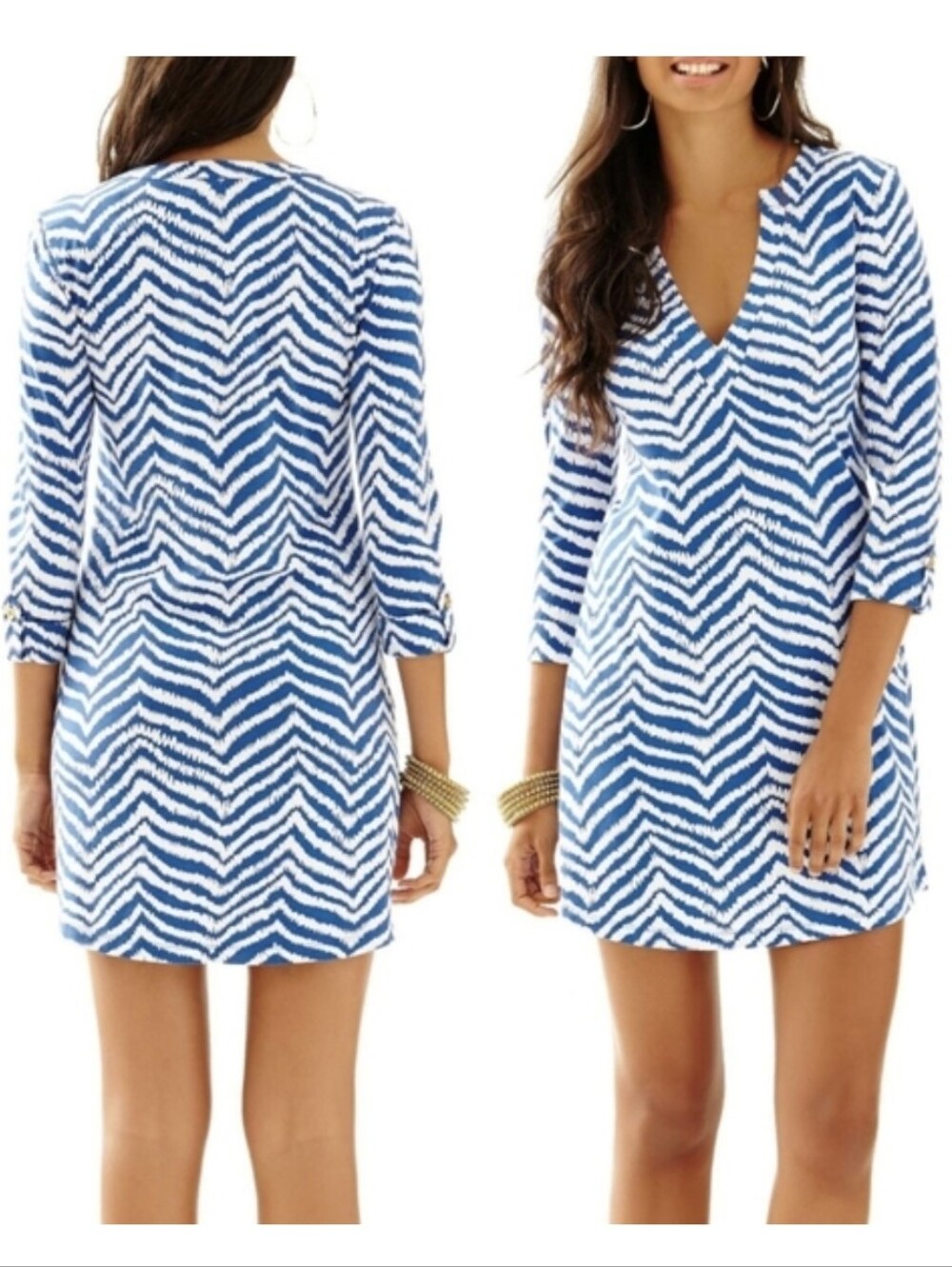 Lilly Pulitzer Rossmore %100 Pima Cotton Chevron Resort Dress Size XSmall